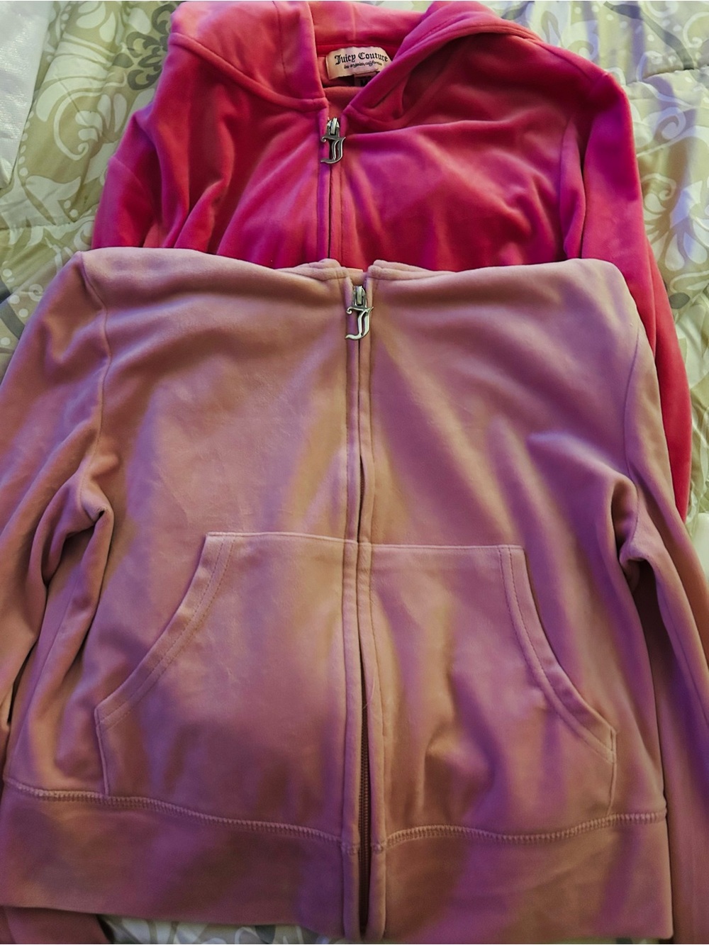 Juicy Couture Dual Pink Velour Zip Hoodies